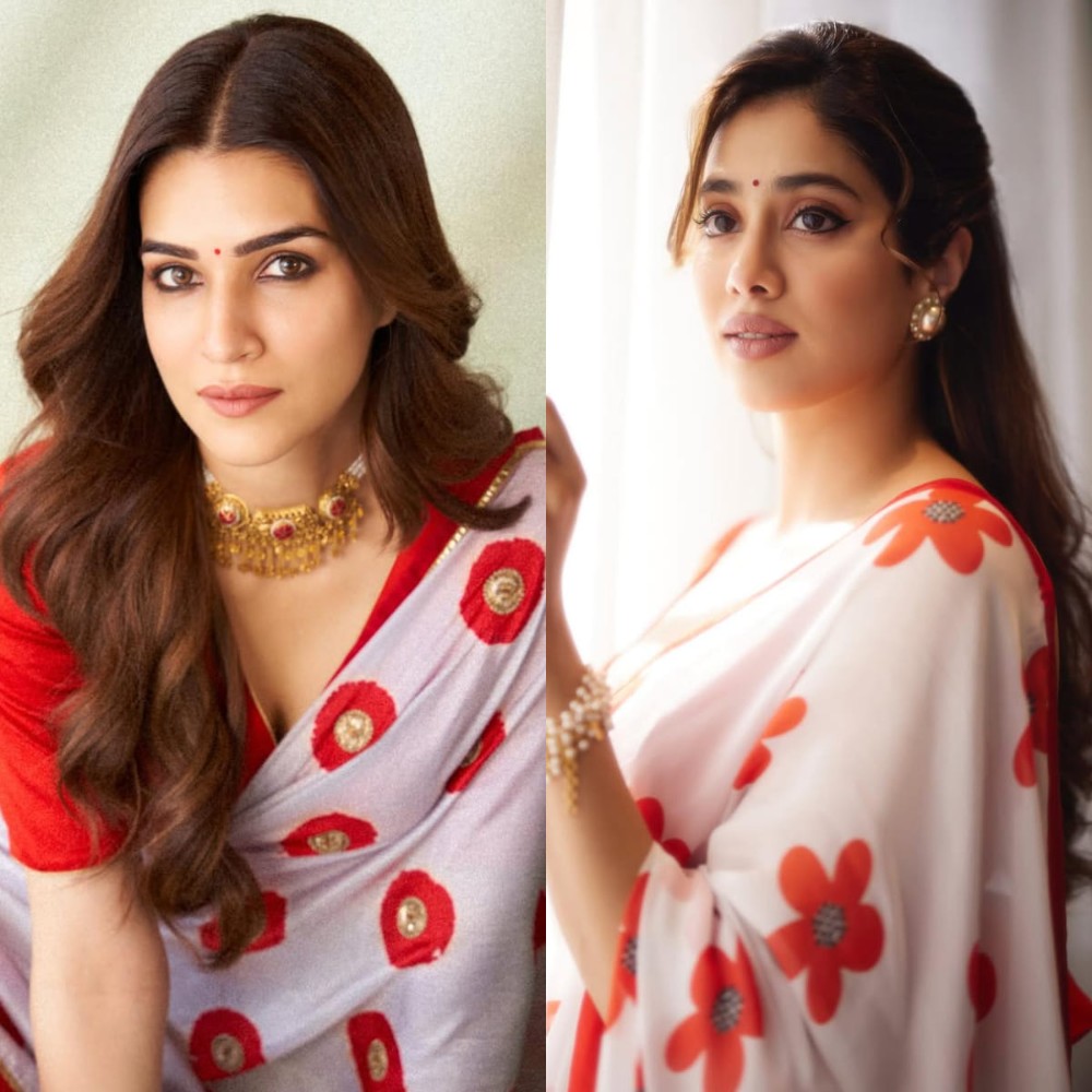 Janhvi Kapoor VS Kriti Sanon Fashion Face-off: Who pulled off white and red saree with retro touch better?