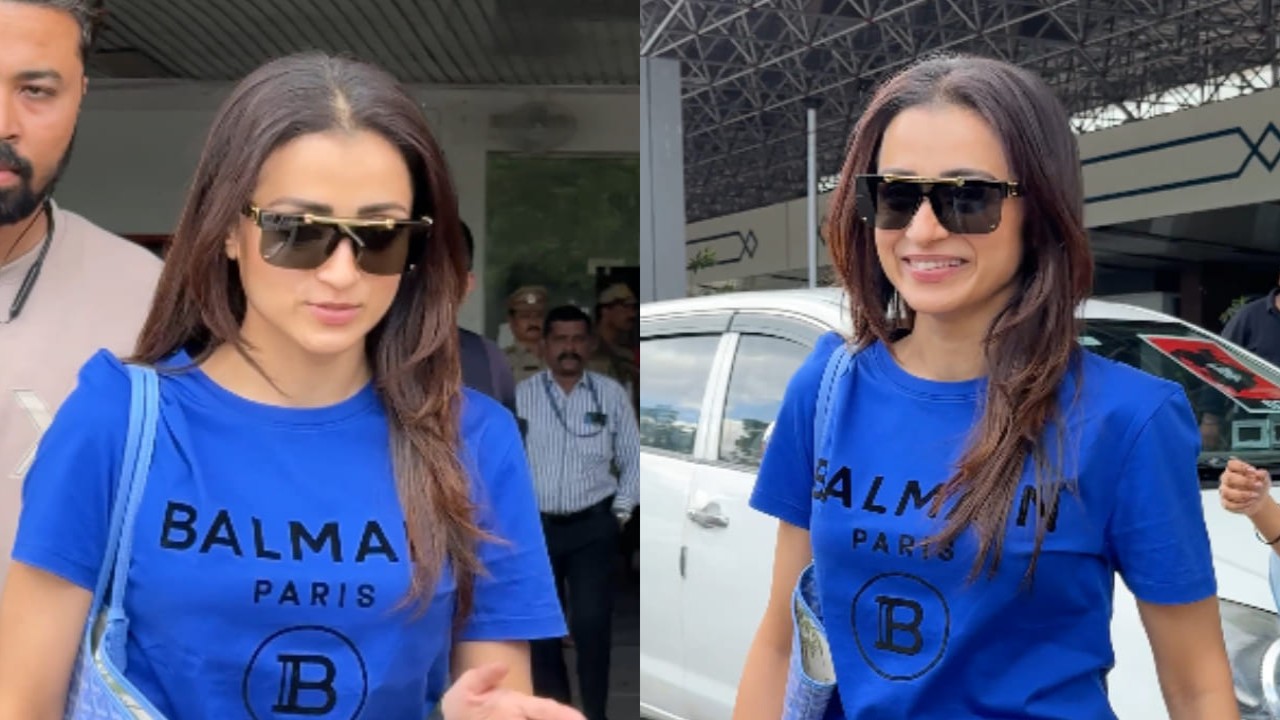 WATCH: Trisha Krishnan travels in style for Thug Life promotions in Hyderabad